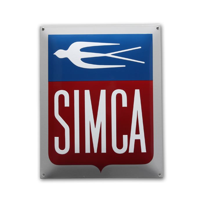 Plaque métal Simca aronde rouge, imitation plaque émaillée