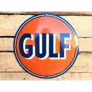 Vintage Gulf Oil Plaque Émaillée – Collectible Classique de Station-Service