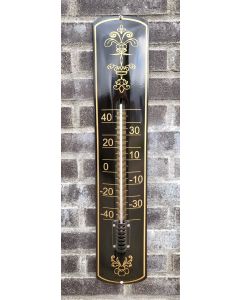 Thermometre décoratif extérieur en émail bleu