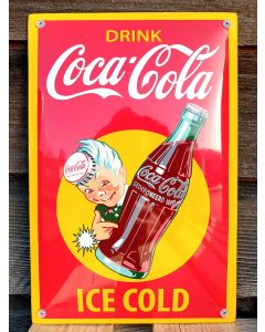 Enseigne publicitaire émaillée Coca Cola